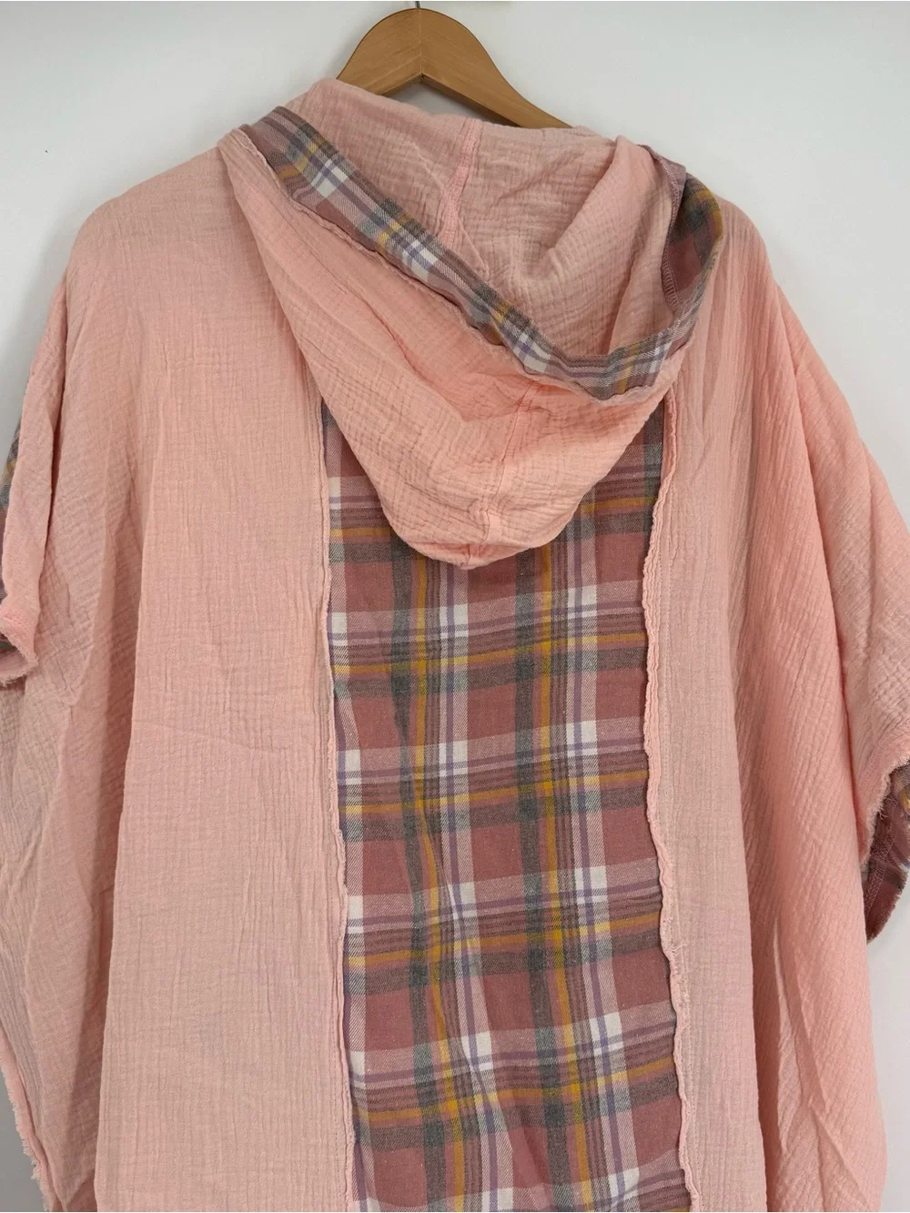 Oli and Hali Oversized Hooded Cotton Gauzy Poncho OS Boho Hippie Cover up